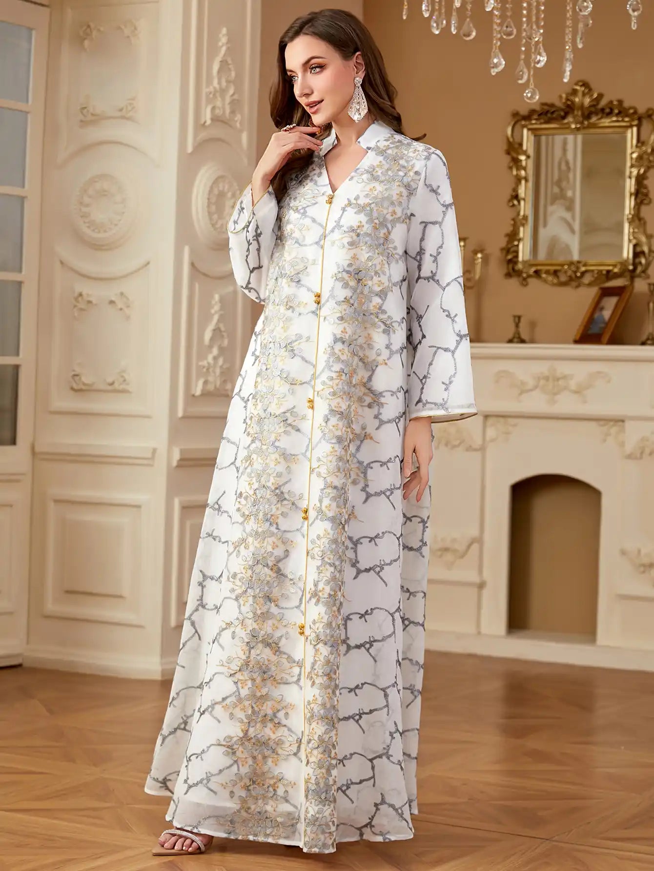 4273 Arabic Embroidered Dress Muslim Clothing