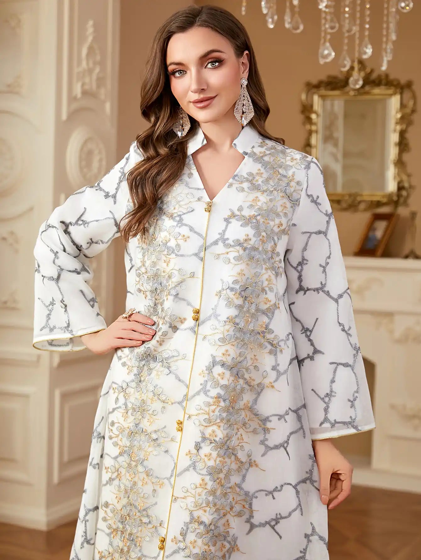 4273 Arabic Embroidered Dress Muslim Clothing