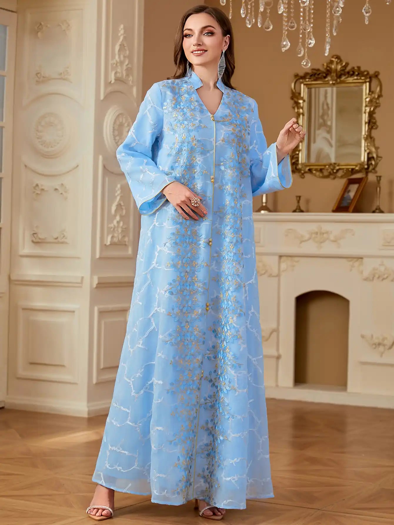 4273 Arabic Embroidered Dress Muslim Clothing