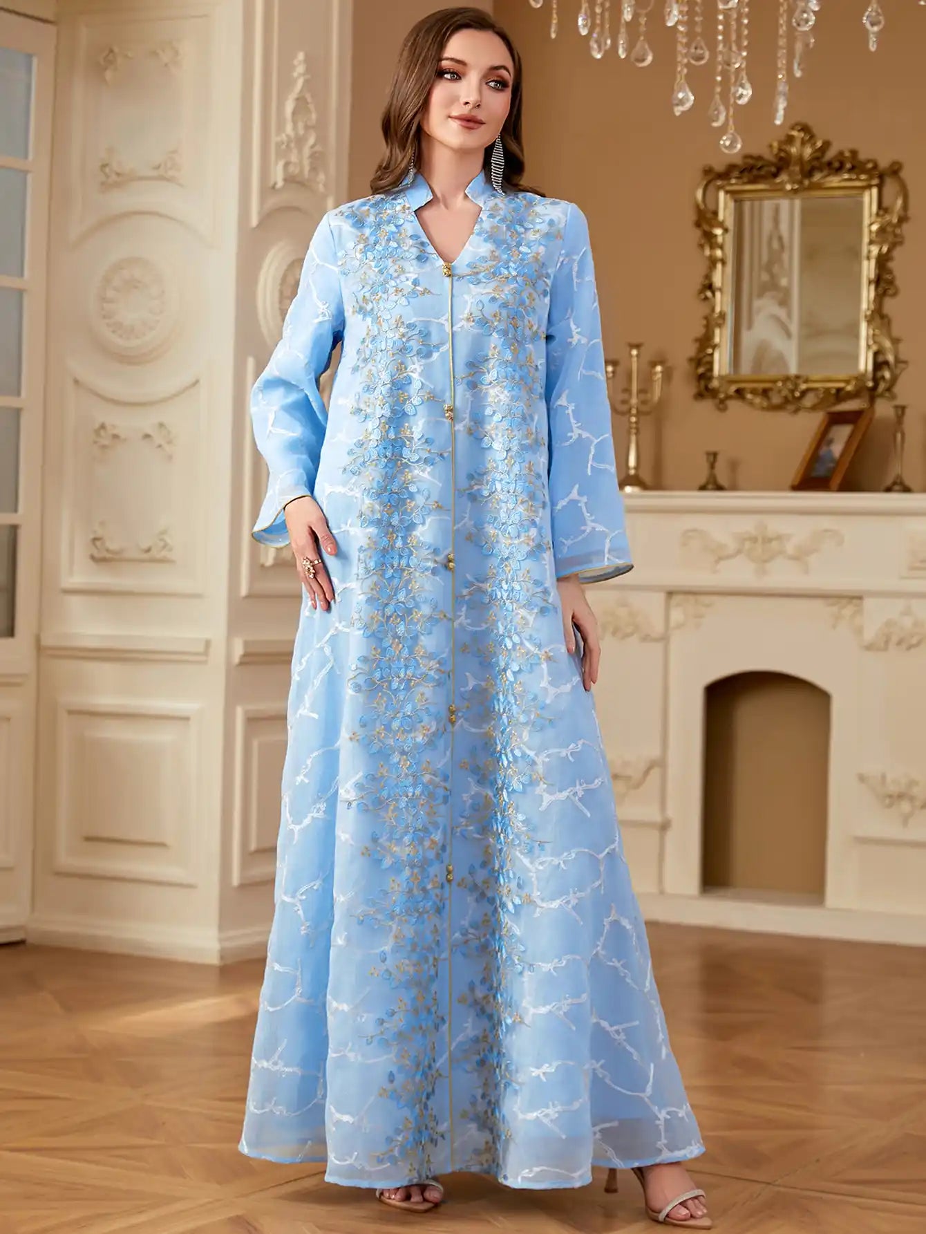4273 Arabic Embroidered Dress Muslim Clothing