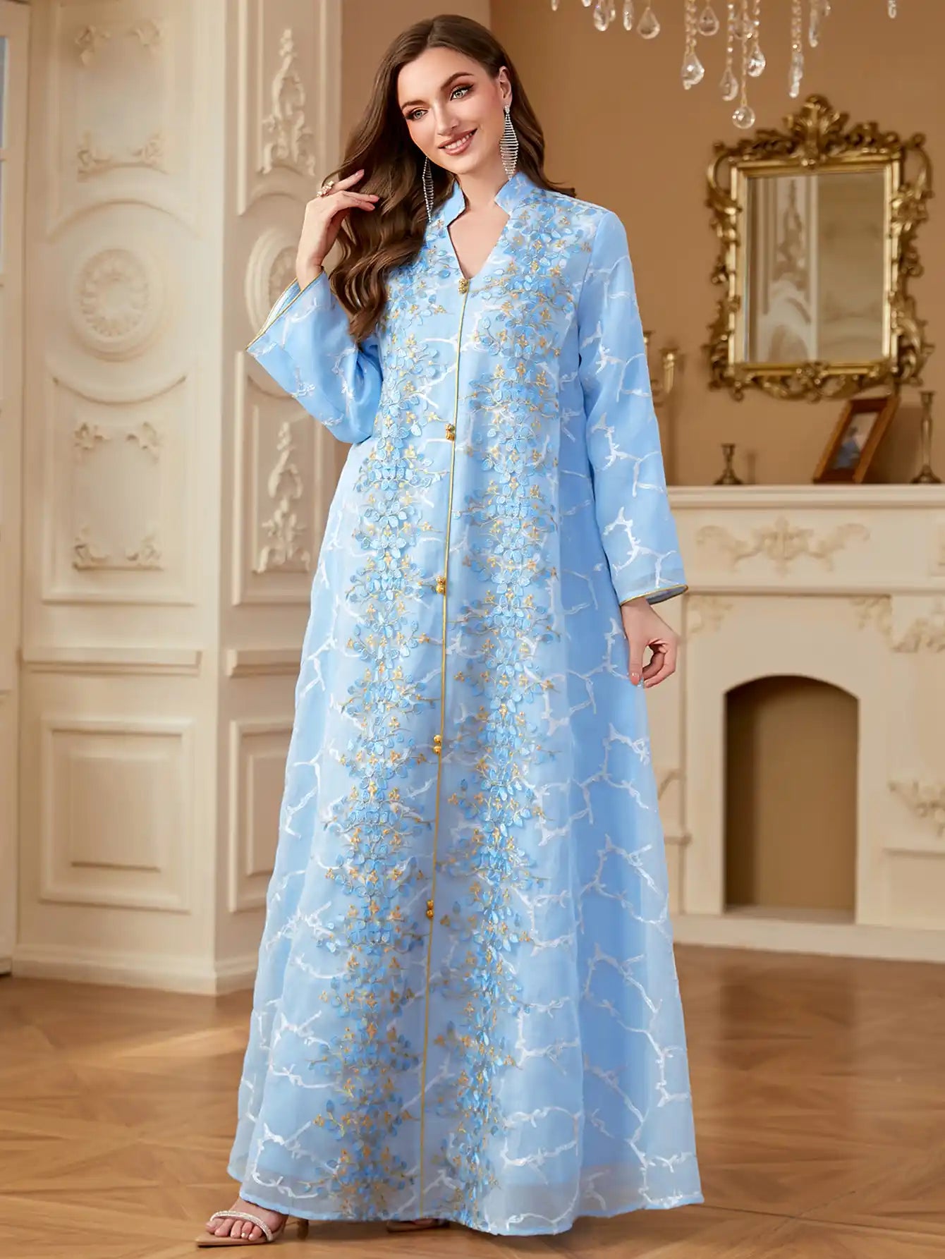 4273 Arabic Embroidered Dress Muslim Clothing