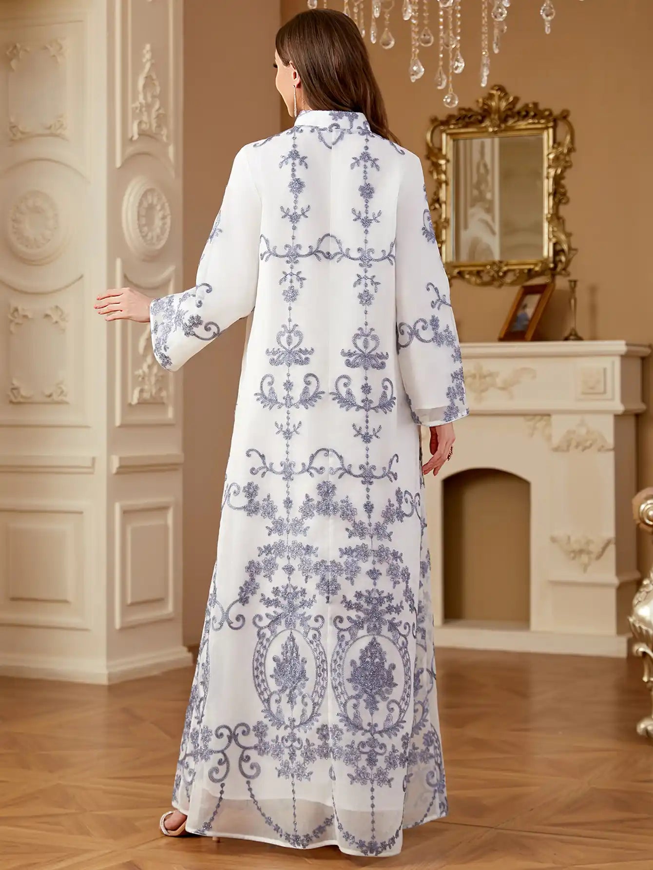 4274 Arabic Embroidery Dress Dubai Abaya Robe