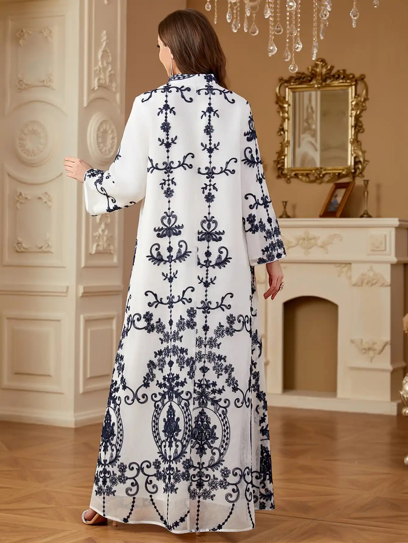 4274 Arabic Embroidery Dress Dubai Abaya Robe