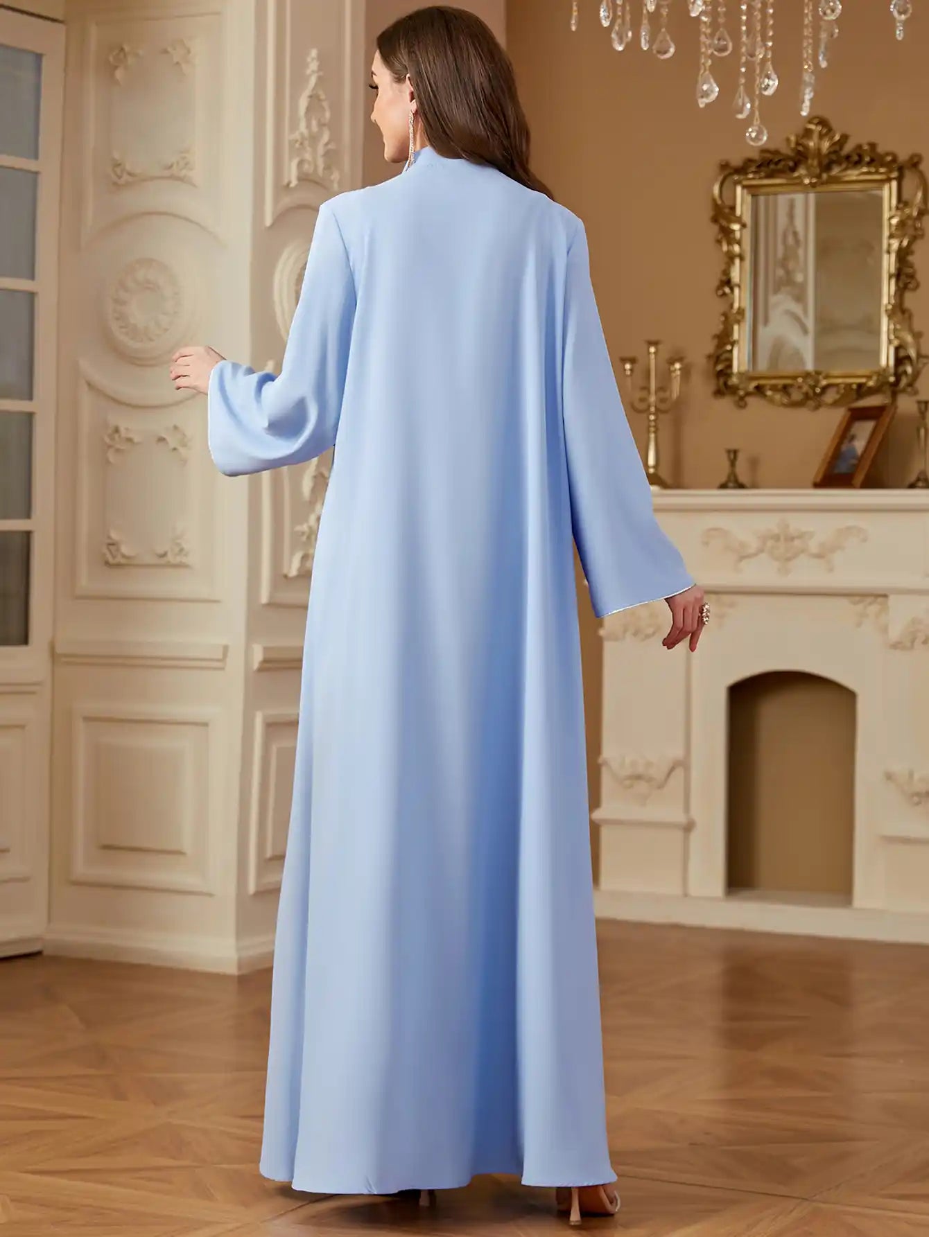 4280 Kaftans Abaya Dress with Embroidery and Sequins