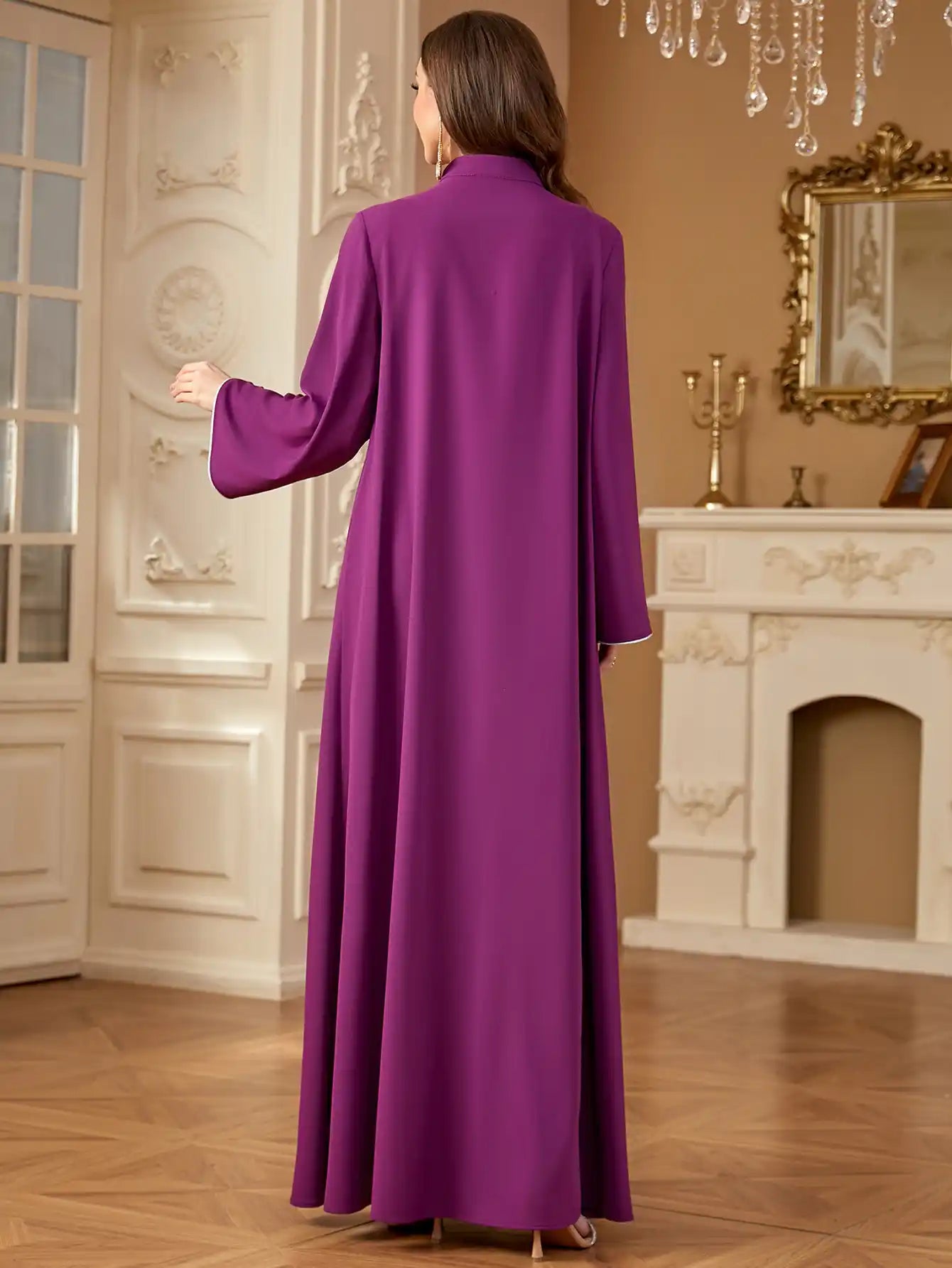 4280 Kaftans Abaya Dress with Embroidery and Sequins