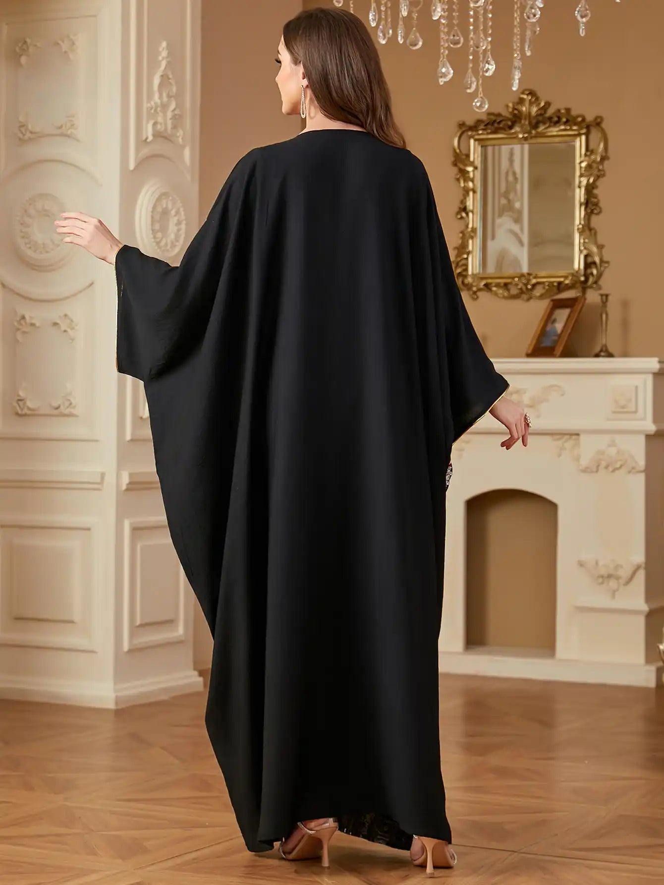 4282 Plus Size Long Dress Bat Sleeve Embroidery Loose Dress