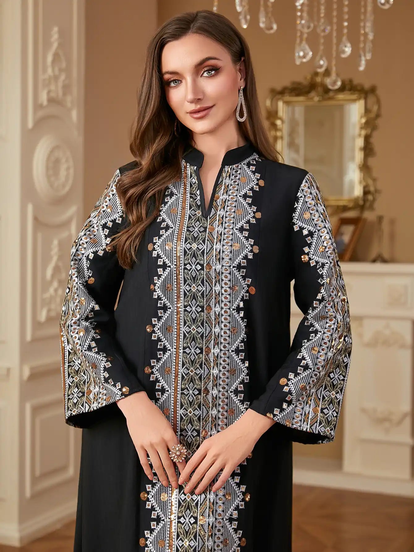 4283 Arab Robe Heavy Embroidery Patchwork Dress