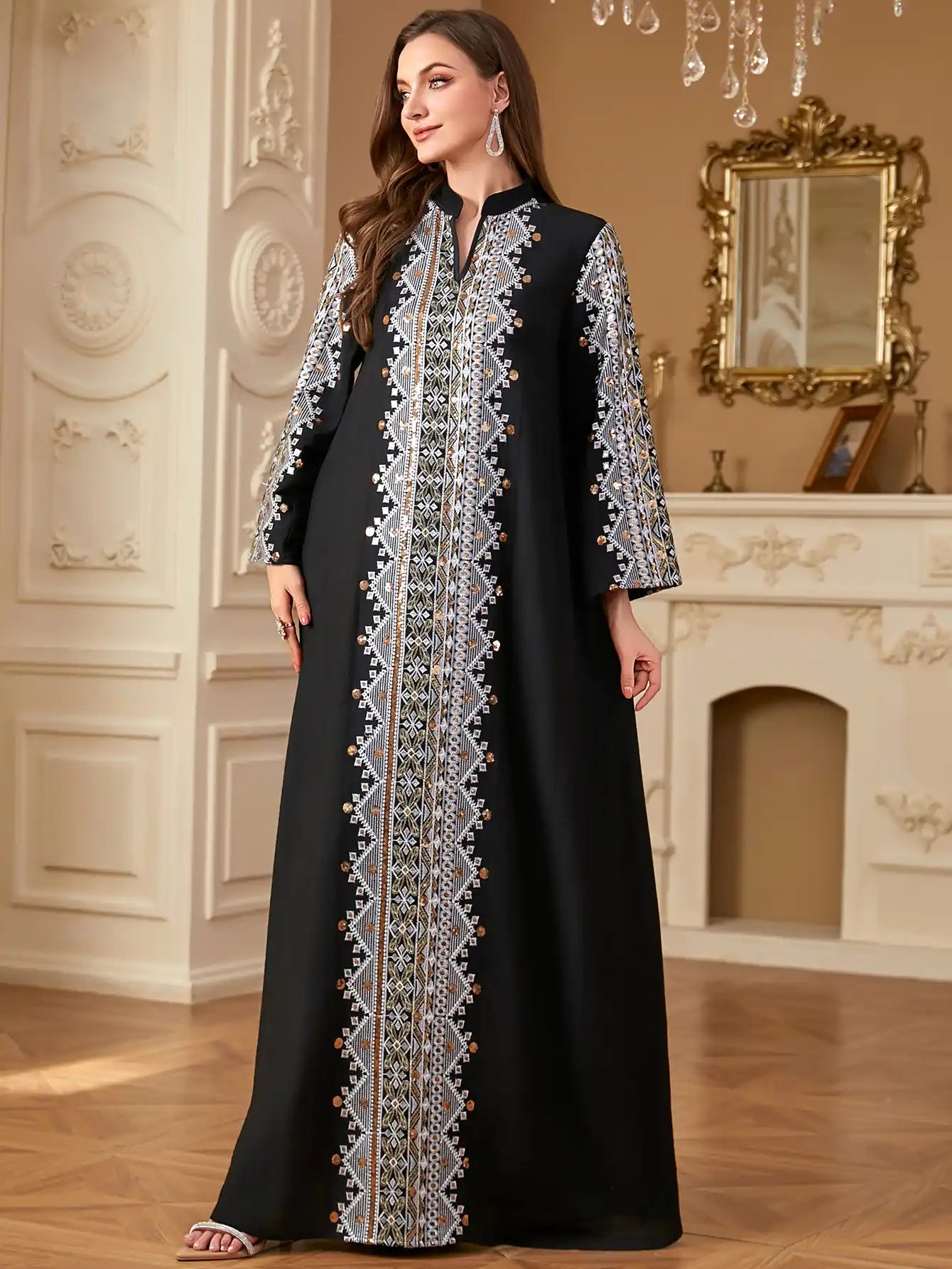 4283 Arab Robe Heavy Embroidery Patchwork Dress