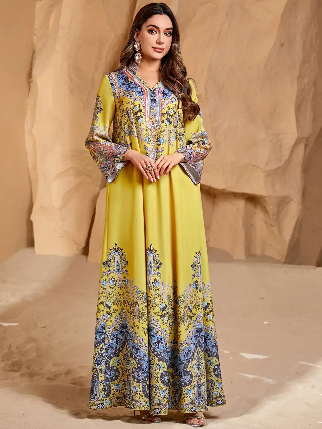 4288 Printed Muslim Robe Casual Loose Dress