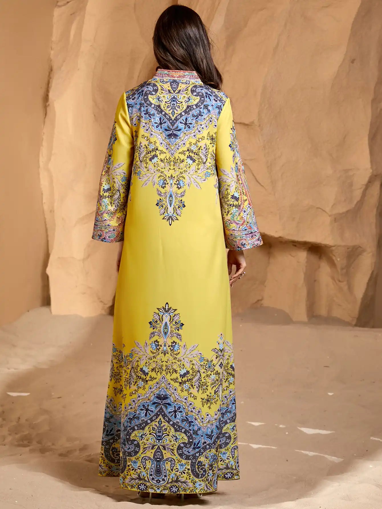 4288 Printed Muslim Robe Casual Loose Dress