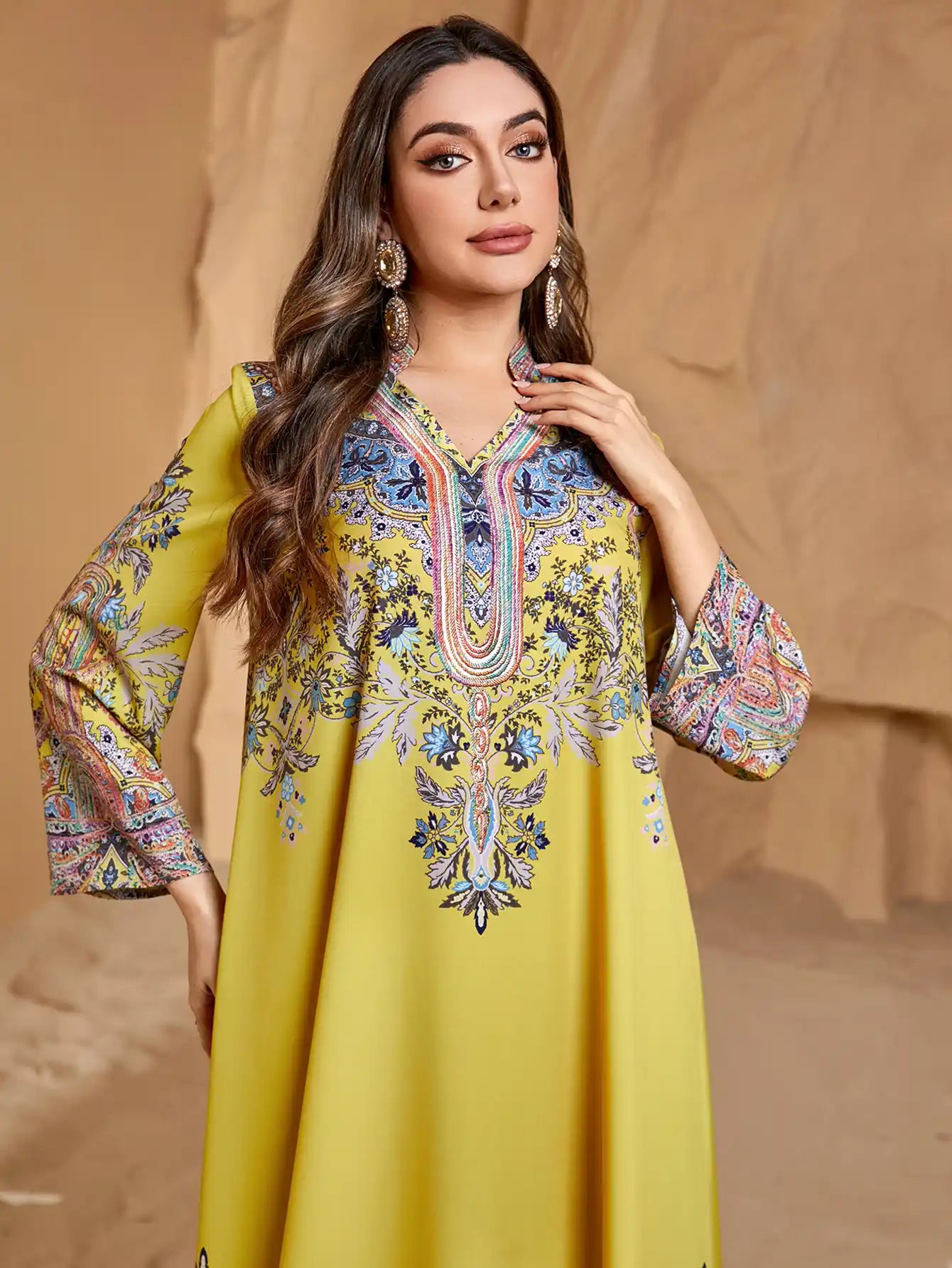 4288 Printed Muslim Robe Casual Loose Dress