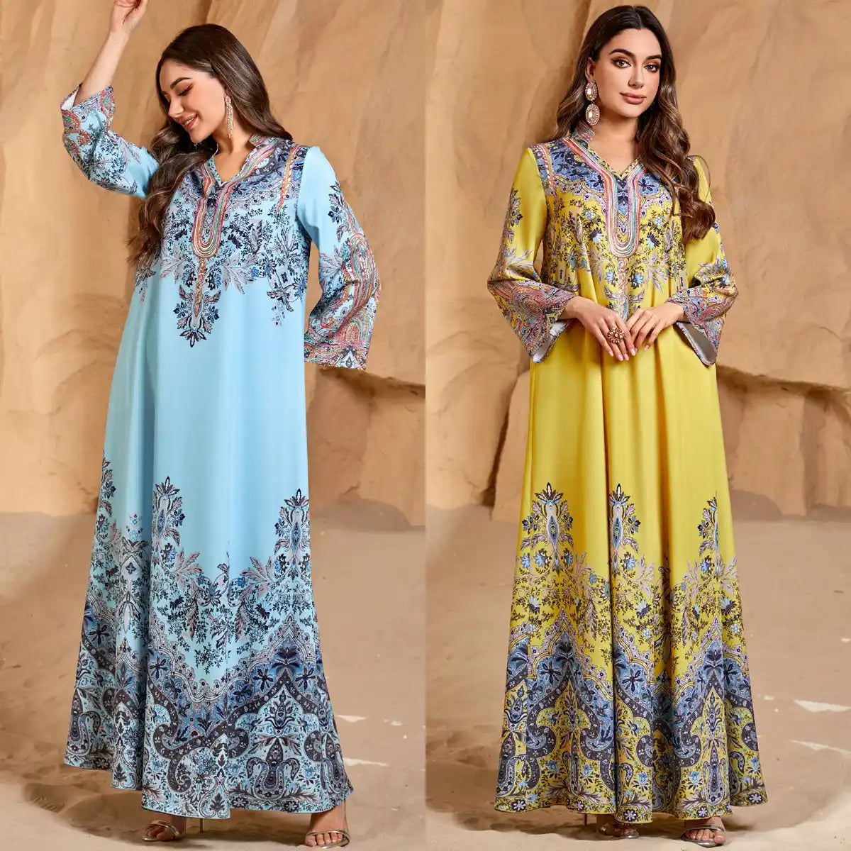 4288 Printed Muslim Robe Casual Loose Dress
