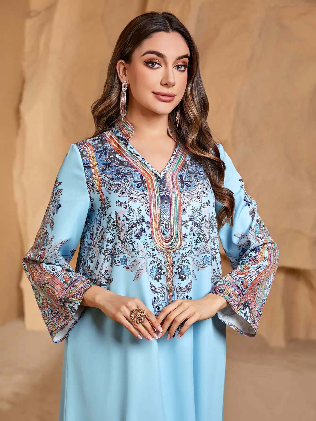 4288 Printed Muslim Robe Casual Loose Dress