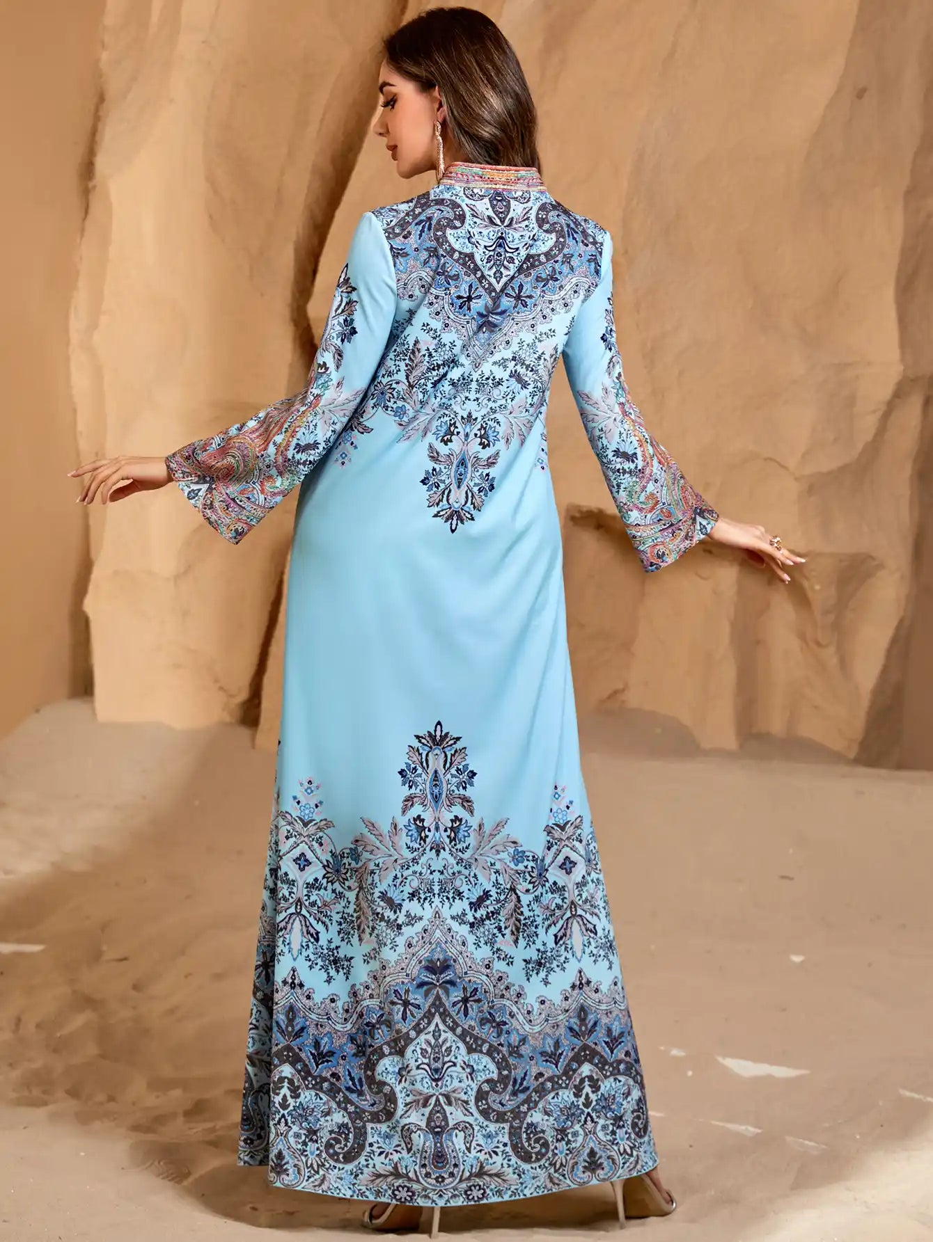 4288 Printed Muslim Robe Casual Loose Dress