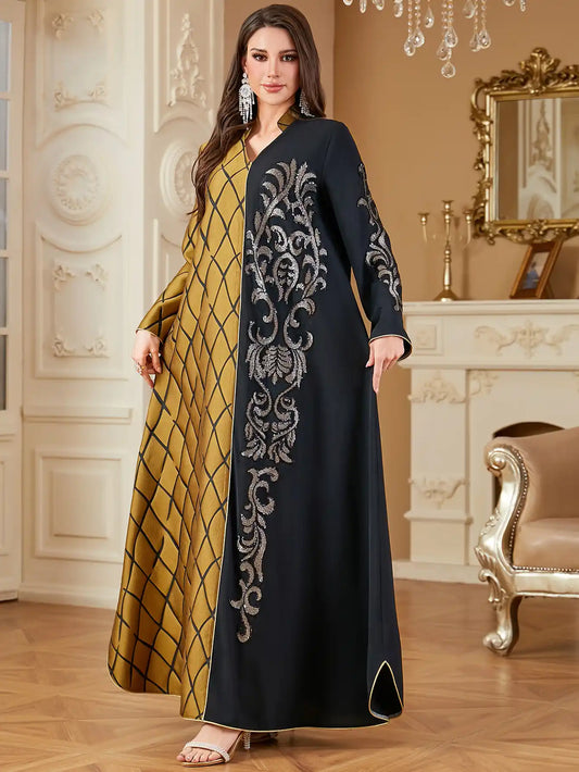 4310 Arabic Straight Embroidered Jacquard Dress