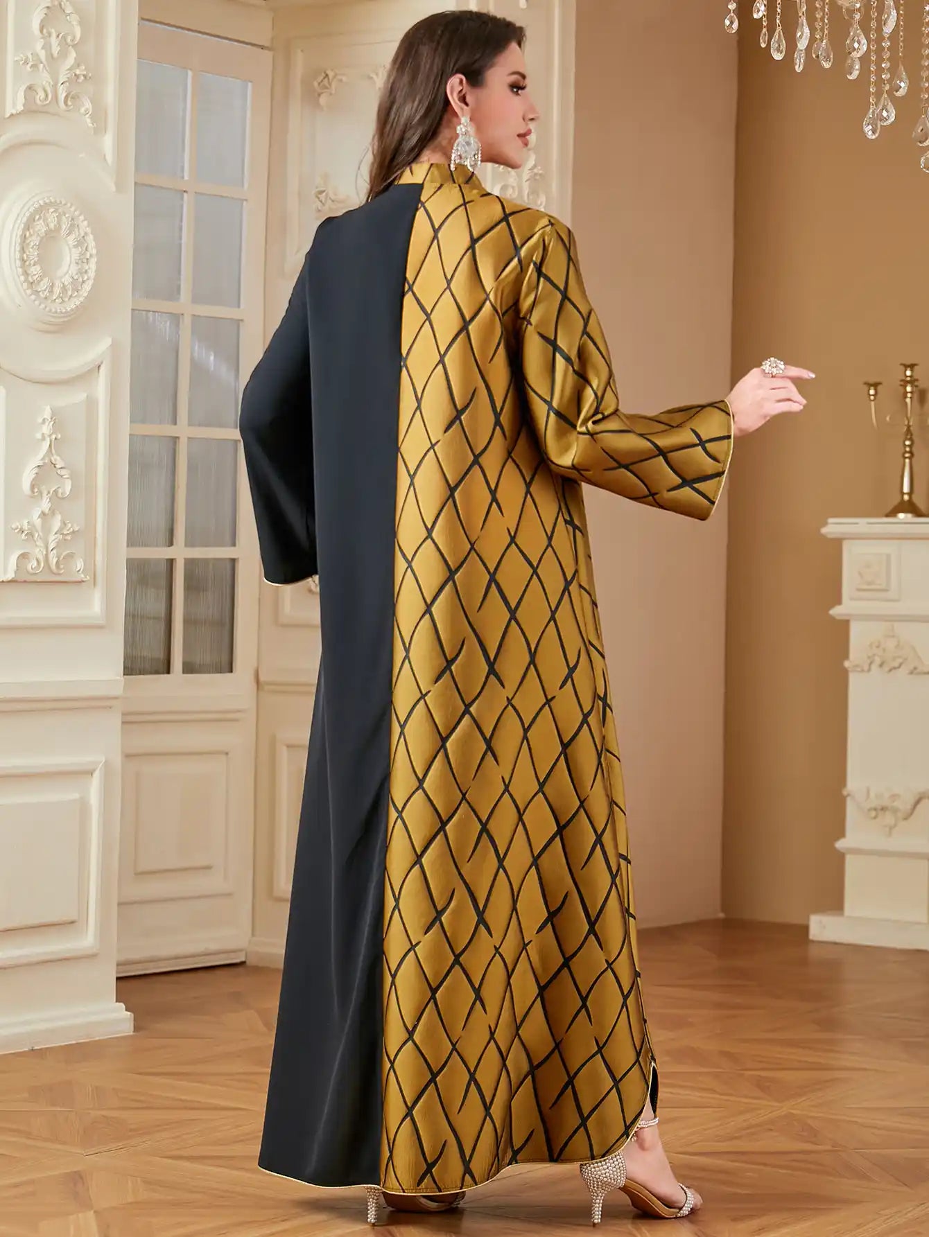 4310 Arabic Straight Embroidered Jacquard Dress