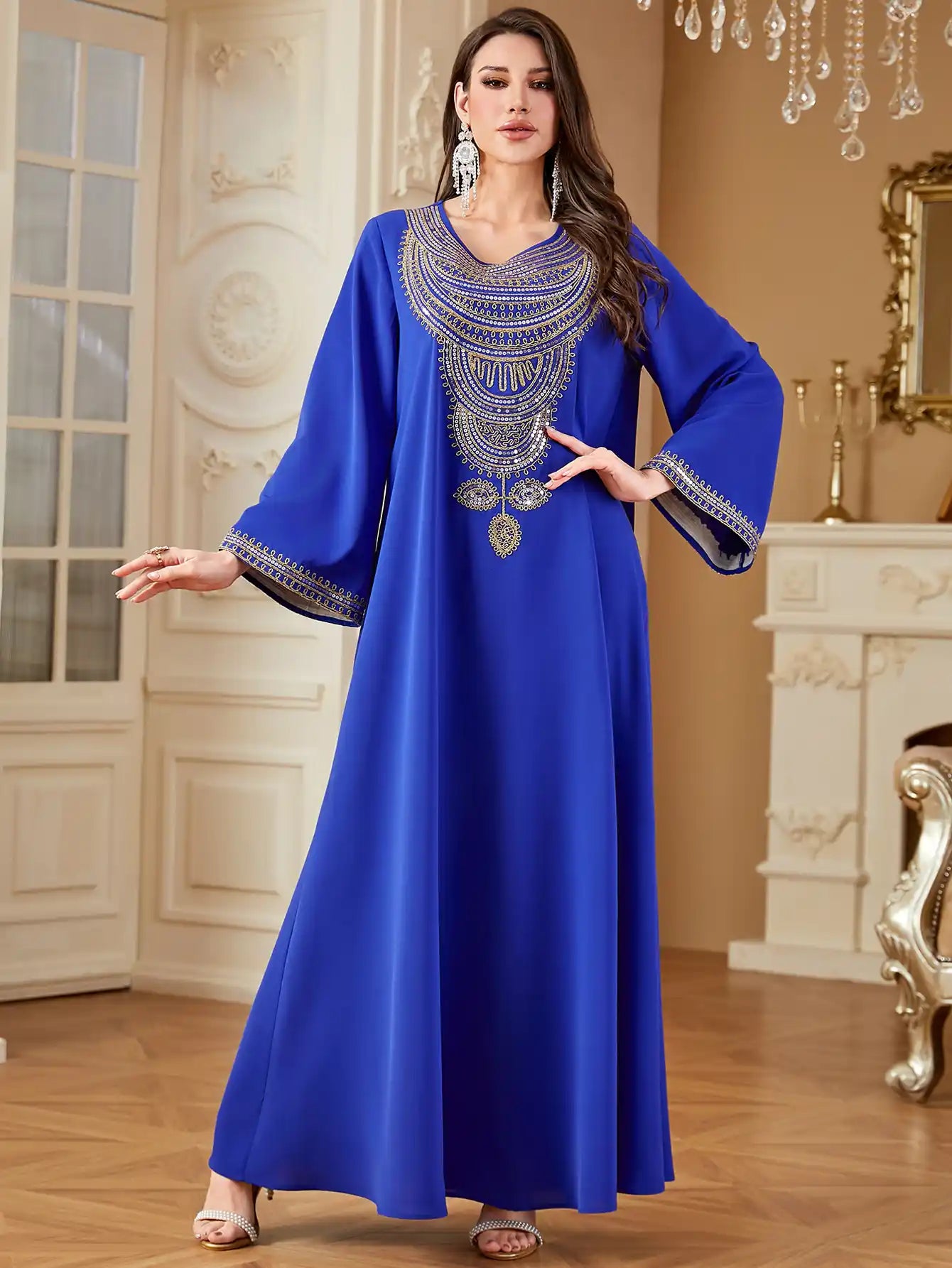 4330 Loose Embroidered Dress Arab Robe