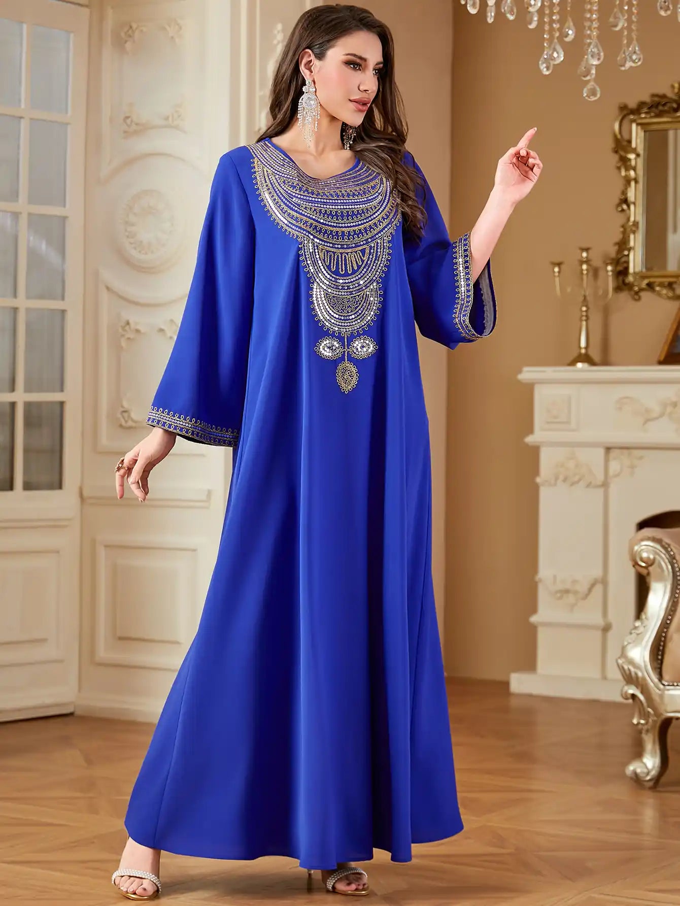 4330 Loose Embroidered Dress Arab Robe