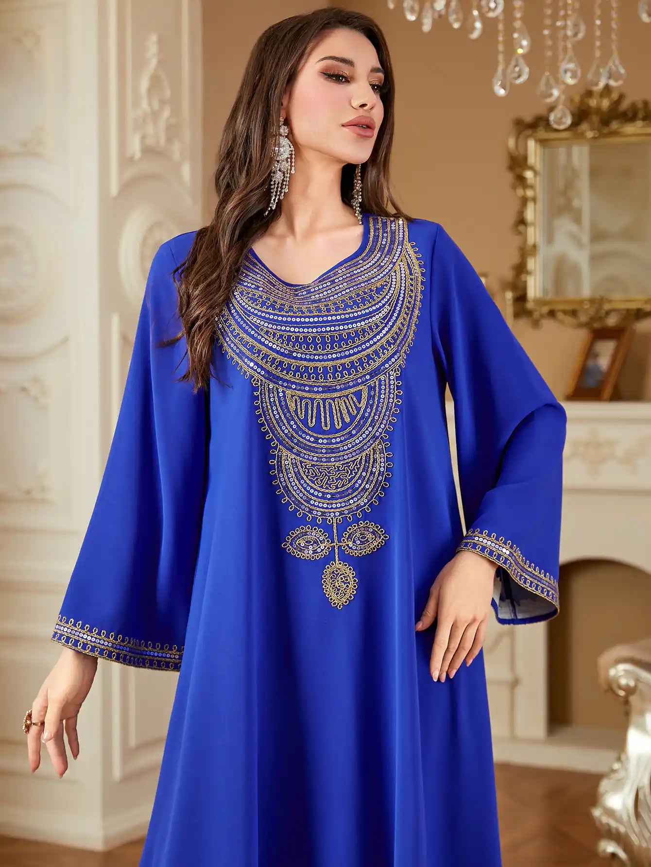 4330 Loose Embroidered Dress Arab Robe