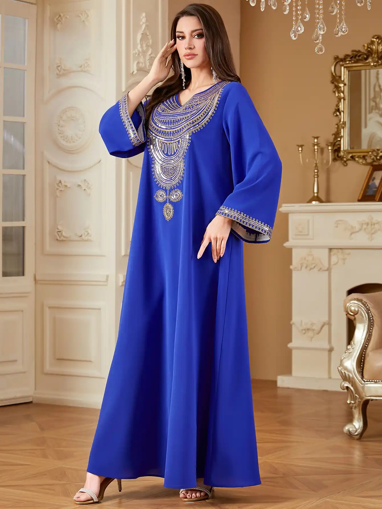 4330 Loose Embroidered Dress Arab Robe