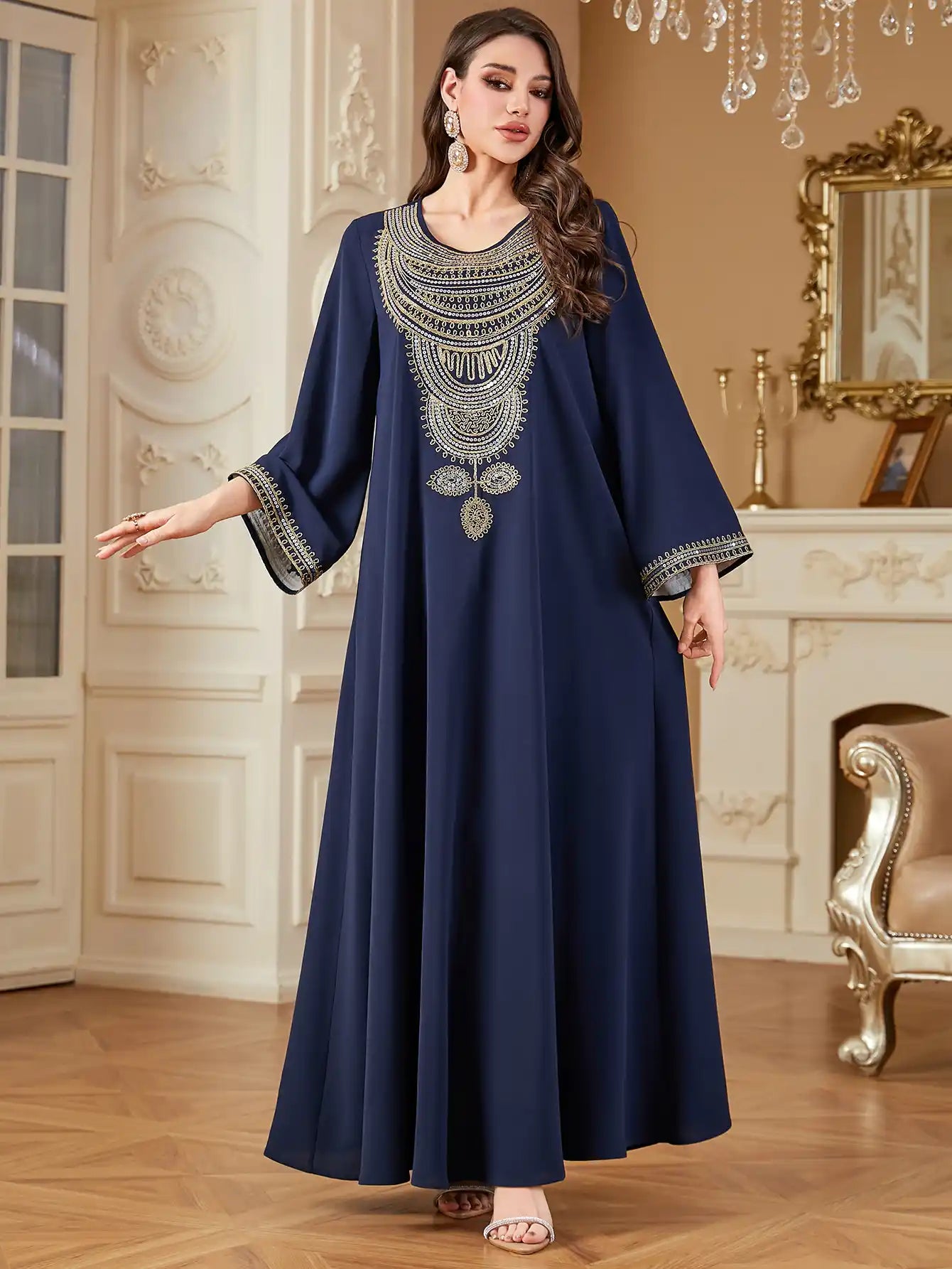 4330 Loose Embroidered Dress Arab Robe