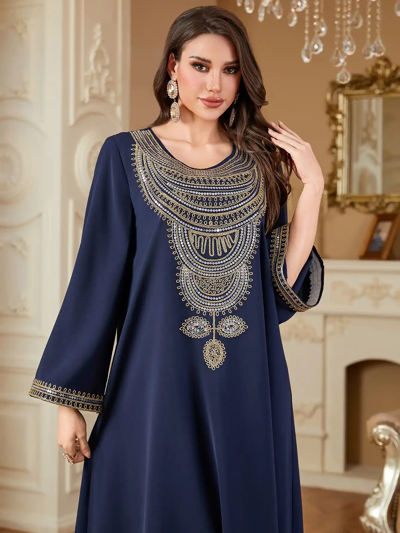 4330 Loose Embroidered Dress Arab Robe
