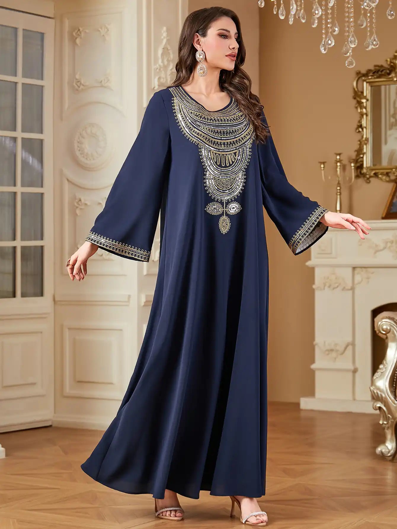 4330 Loose Embroidered Dress Arab Robe