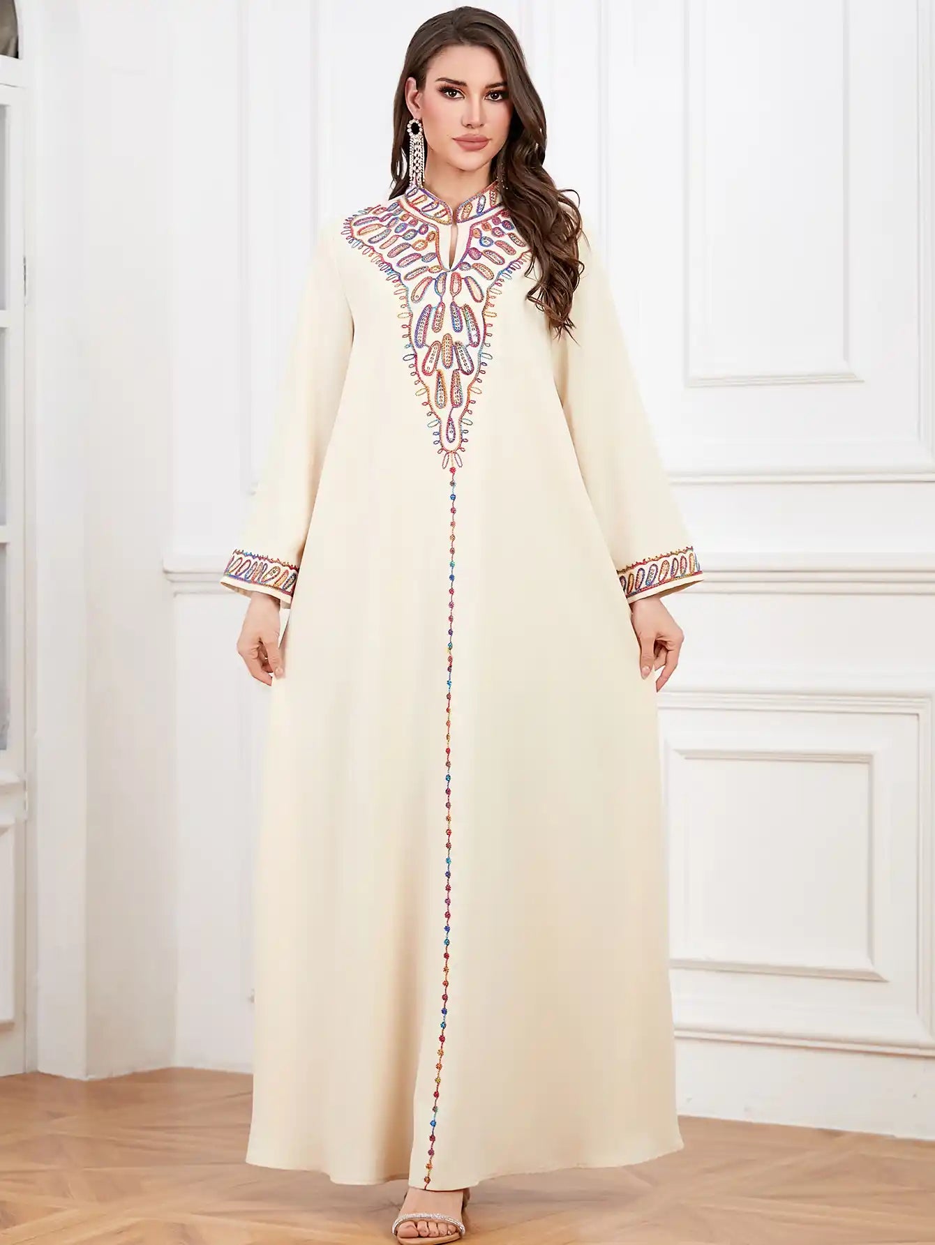4342 Muslim Abaya Fashion Embroidered Robe Dress
