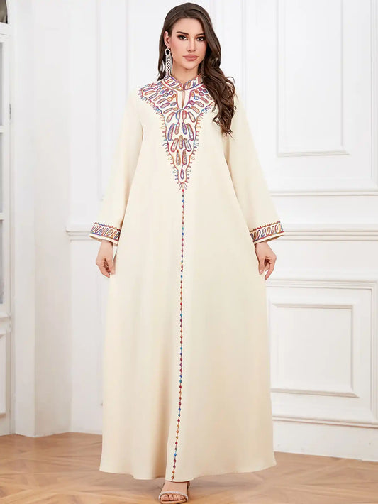 4342 Muslim Abaya Fashion Embroidered Robe Dress