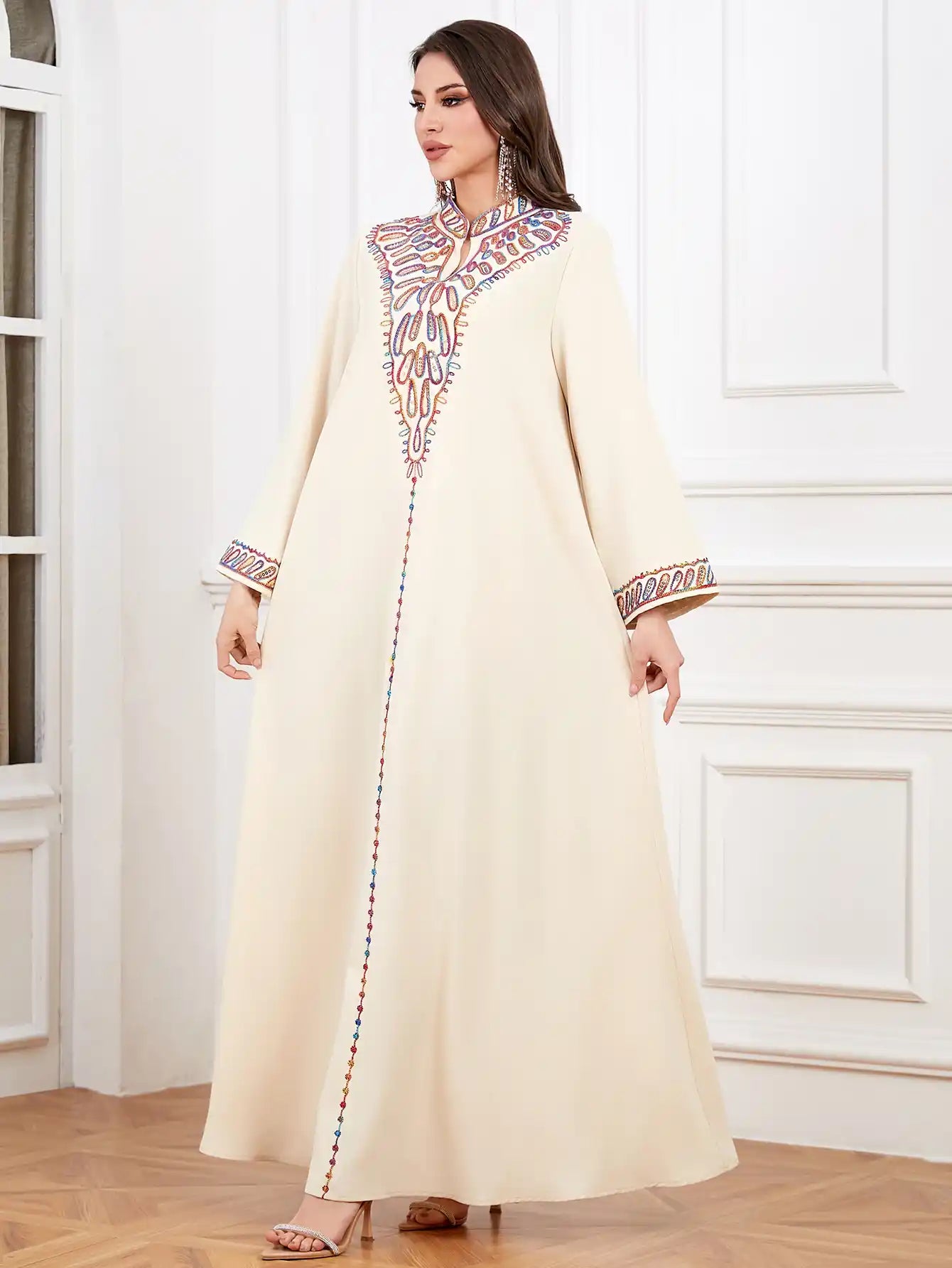 4342 Muslim Abaya Fashion Embroidered Robe Dress
