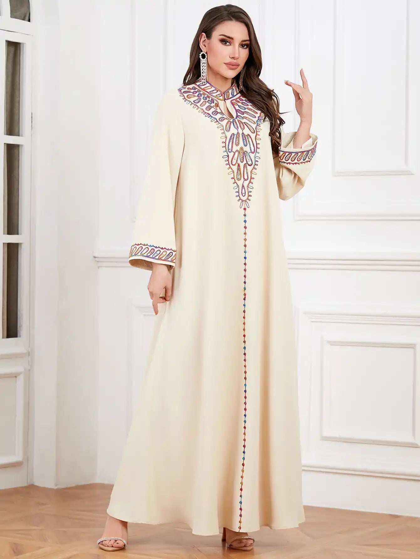 4342 Muslim Abaya Fashion Embroidered Robe Dress