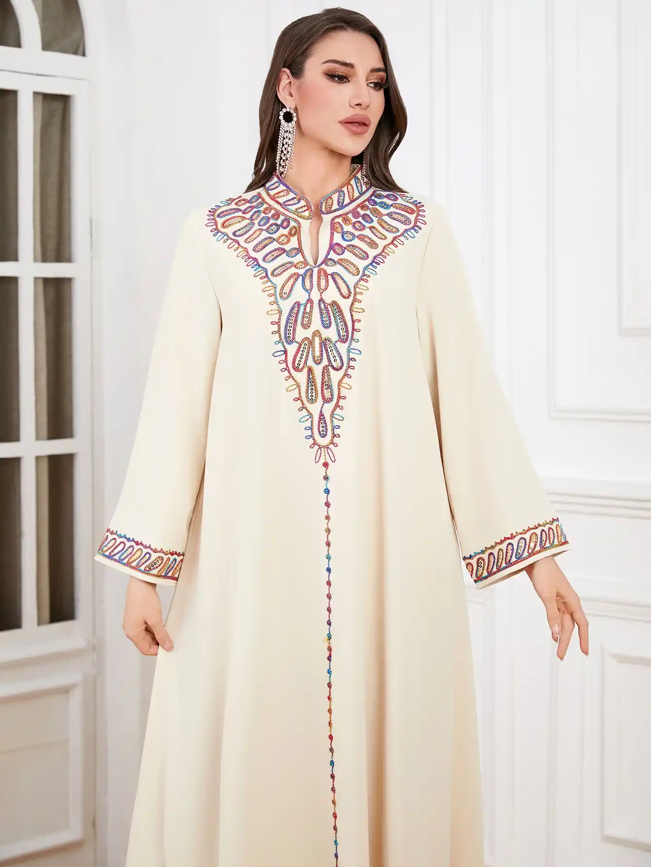 4342 Muslim Abaya Fashion Embroidered Robe Dress