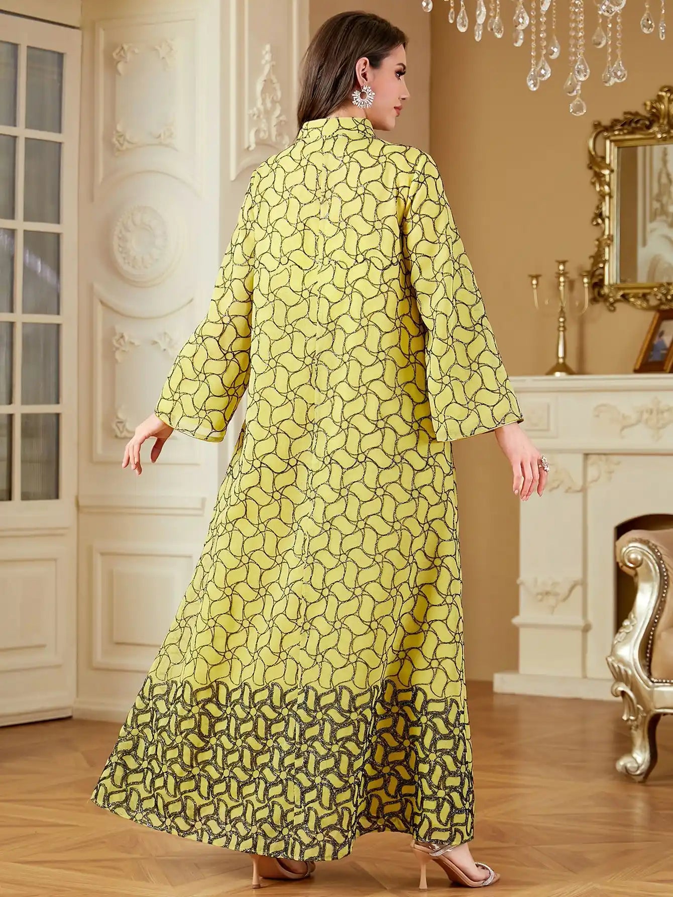 4346 Muslim Robe Embroidery Arabic Kaftans Dress