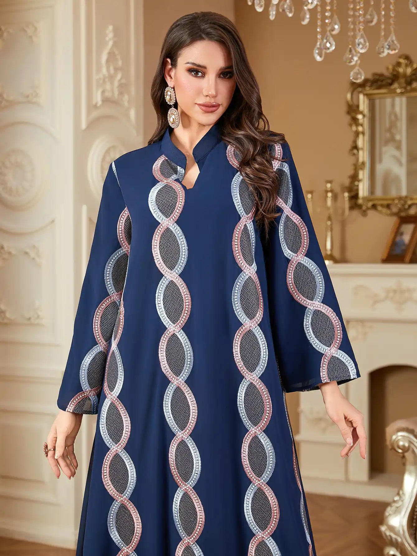 4348 Arabic Robe Embroidered Muslim Dress
