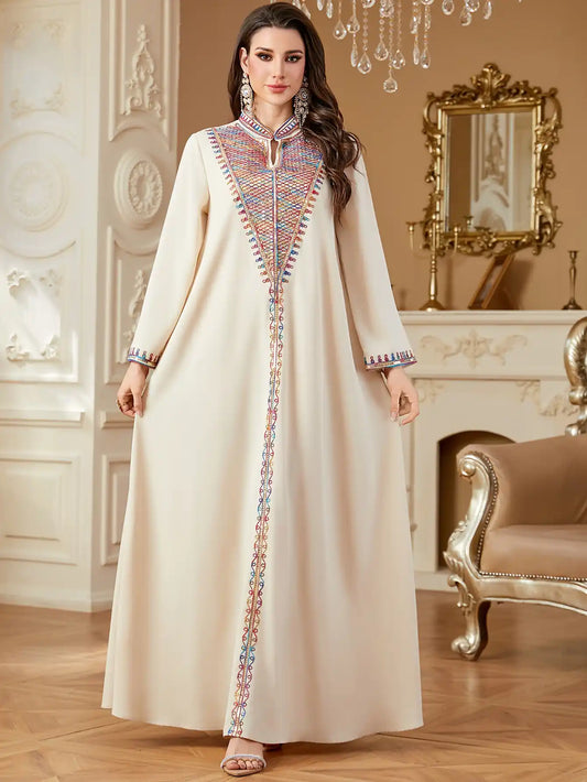 4358 Arab Robe Muslim Embroidered Dress