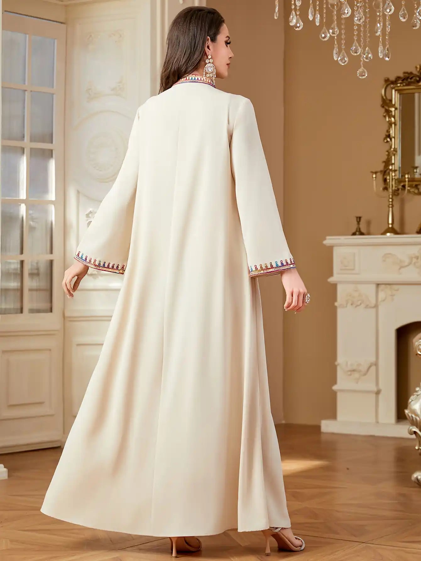 4358 Arab Robe Muslim Embroidered Dress