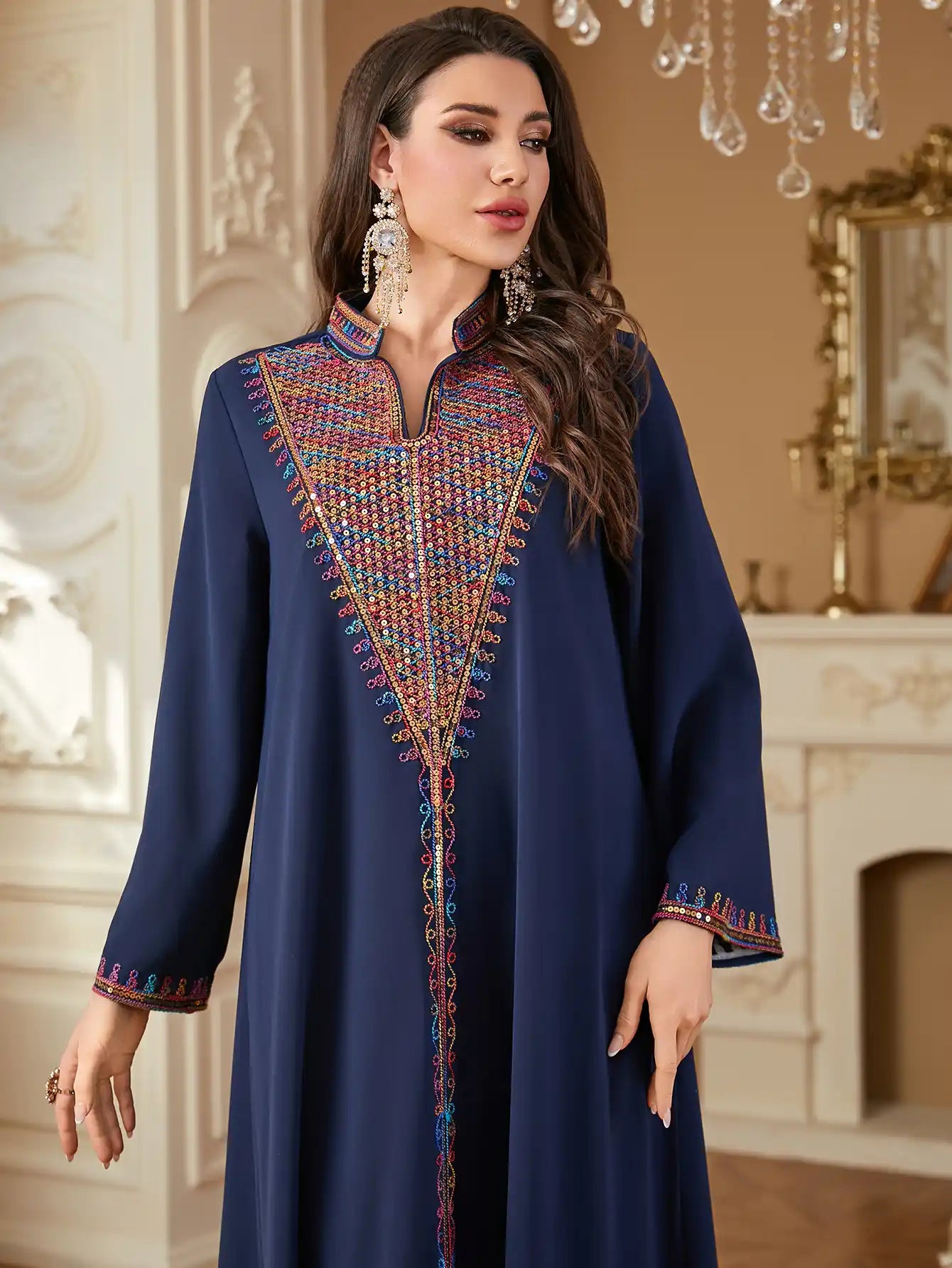 4358 Arab Robe Muslim Embroidered Dress