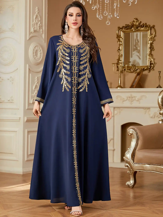 4361 Muslim Robe Loose Embroidered Dress