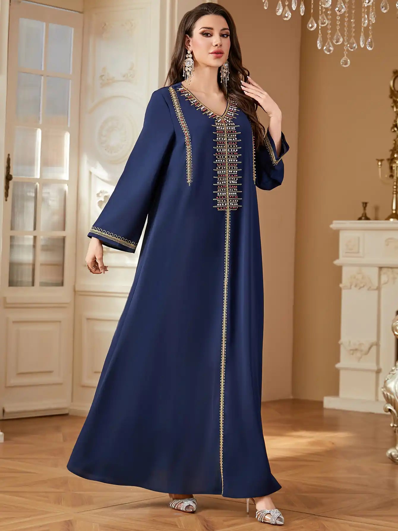 4362 Beaded Arab Dubai Embroidered Robe Dress