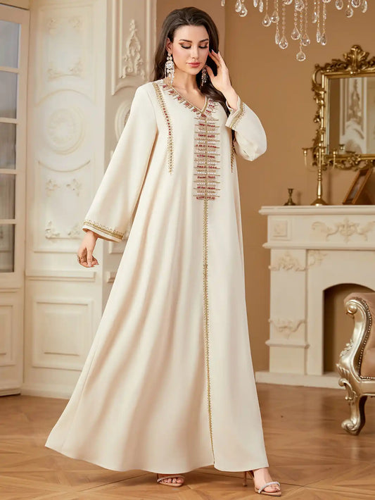 4362 Beaded Arab Dubai Embroidered Robe Dress