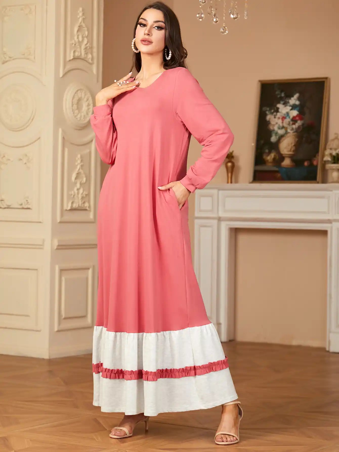 9286 Muslim Long Skirt Arabic Dress Robe