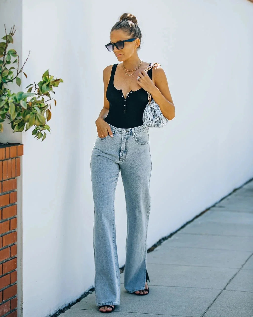 Slit WISH Denim Trousers Casual Pants Women Jeans