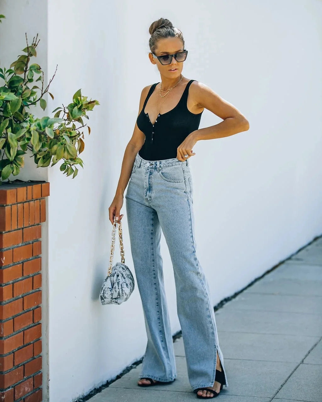 Slit WISH Denim Trousers Casual Pants Women Jeans