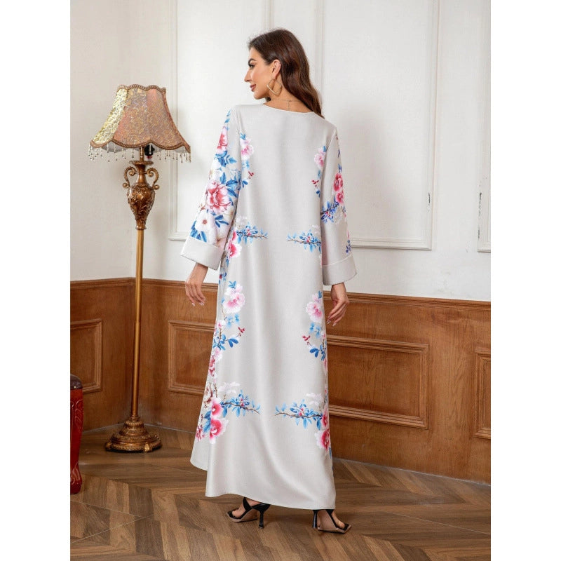 KS005 Muslim Robe Printed Beading Abayas