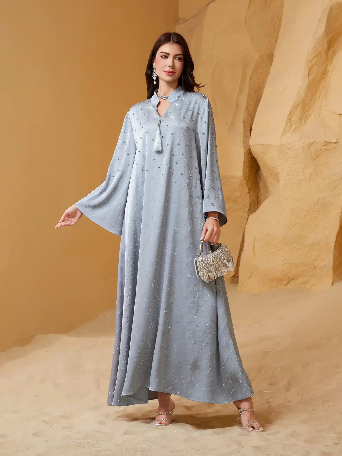 NC14 Muslim Abaya Diamond Starry Sky Elegant Dress