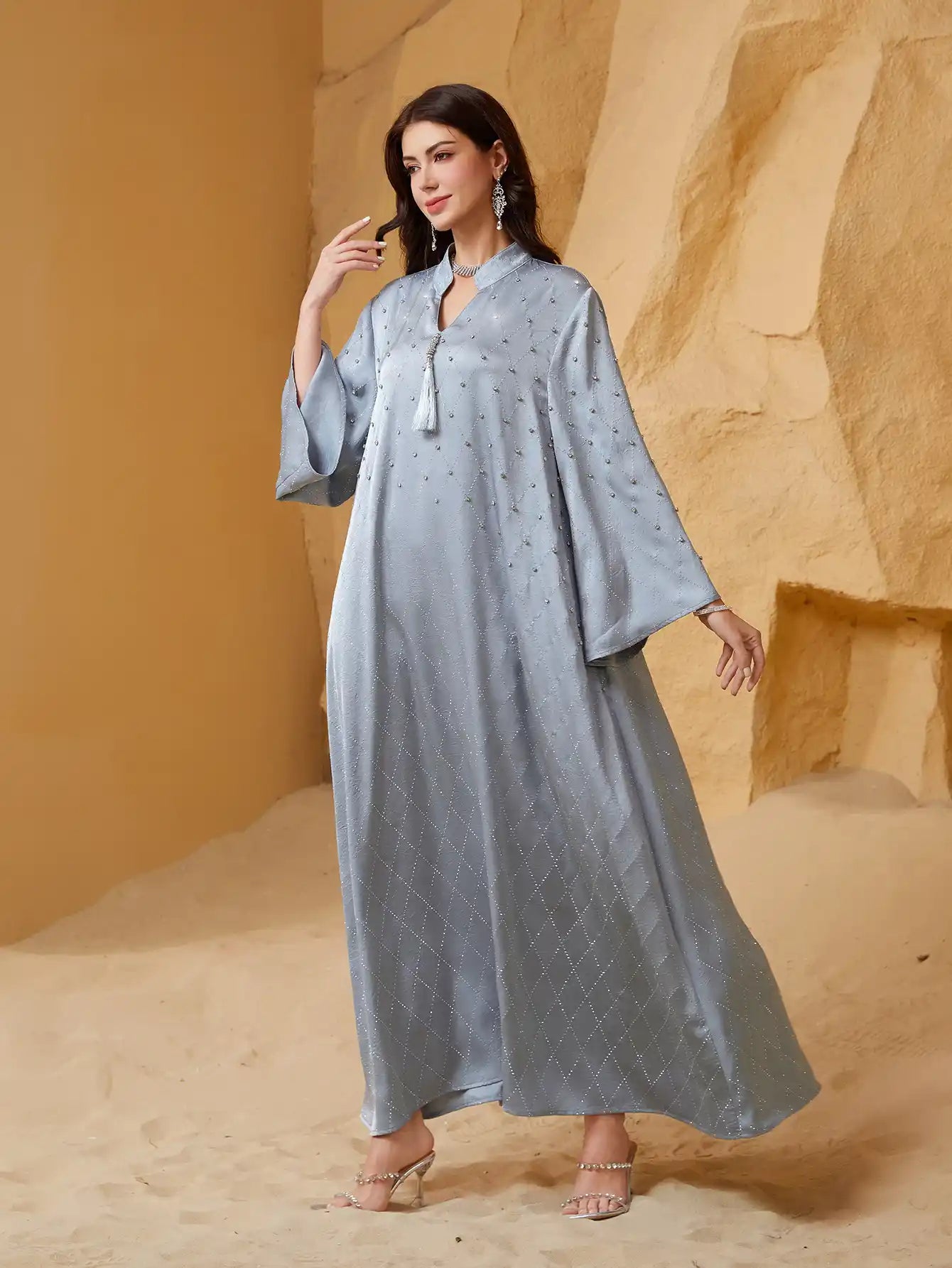 NC14 Muslim Abaya Diamond Starry Sky Elegant Dress