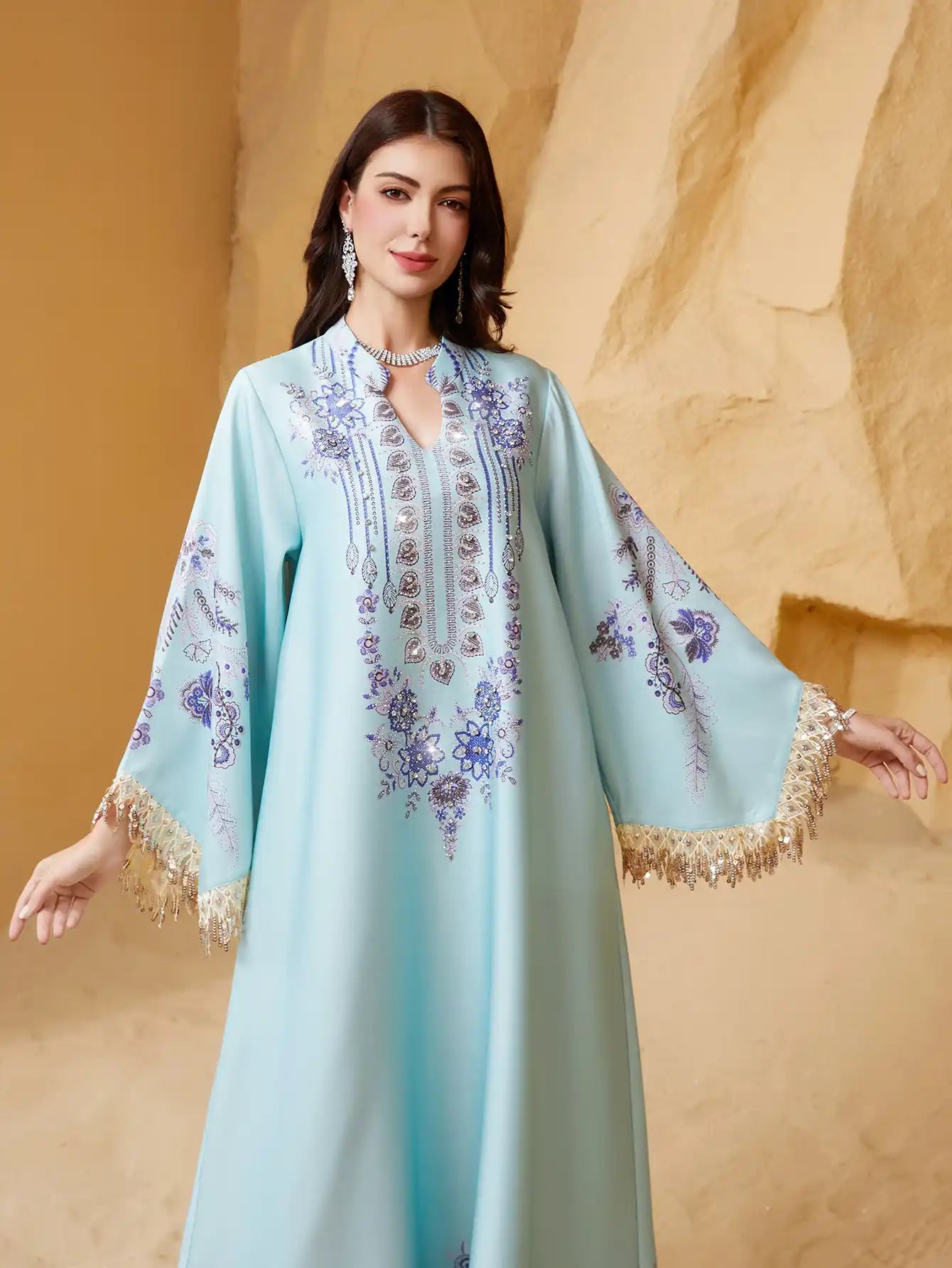 NC15 Muslim Dress Dubai Tassel Robe Abaya