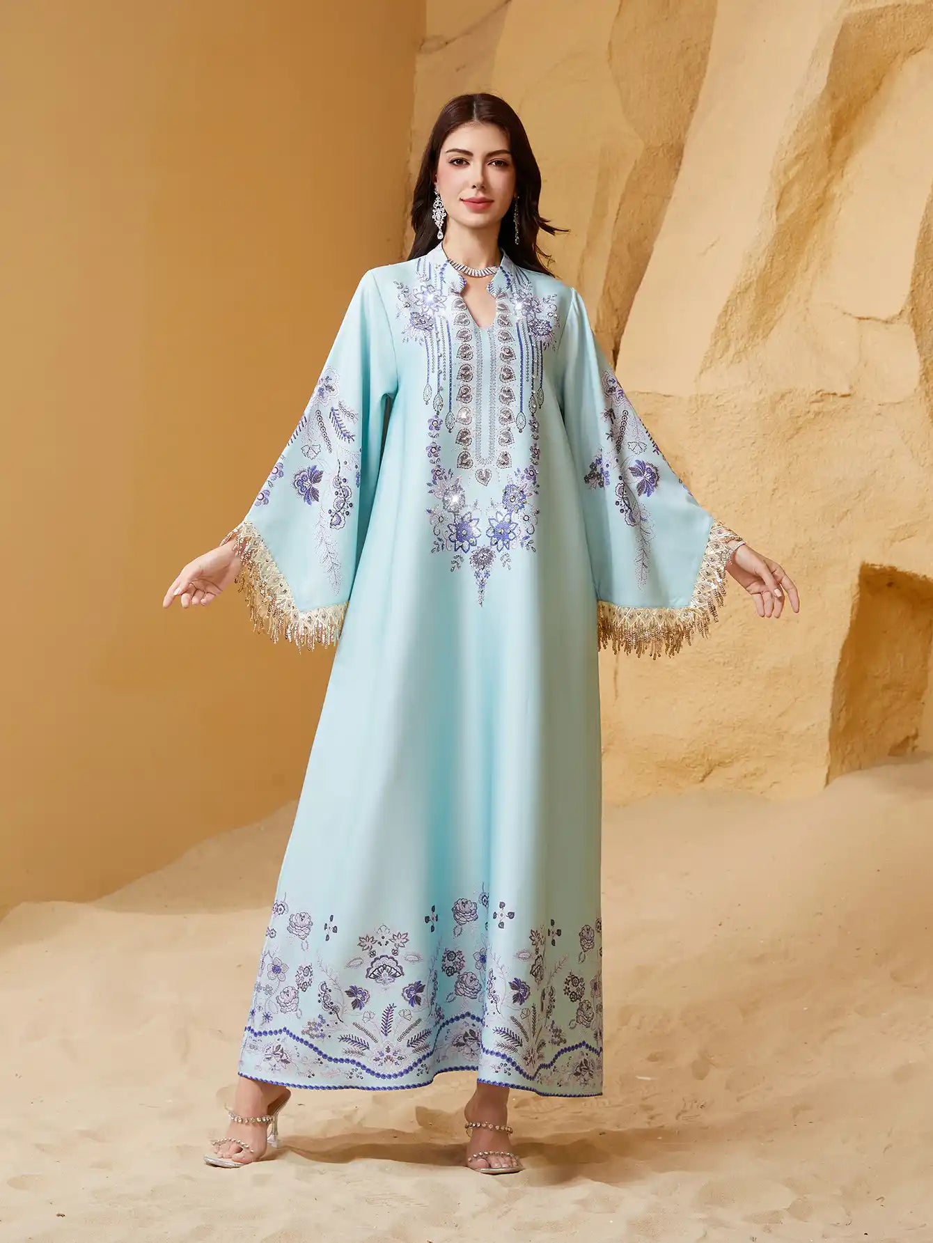 NC15 Muslim Dress Dubai Tassel Robe Abaya
