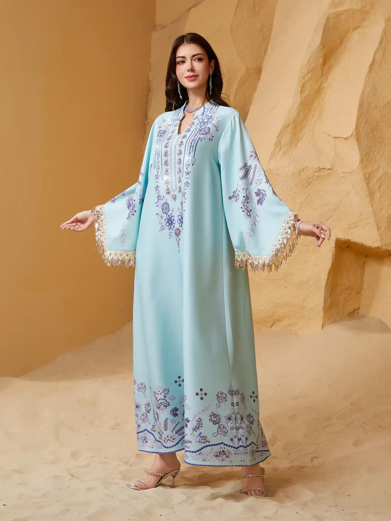 NC15 Muslim Dress Dubai Tassel Robe Abaya