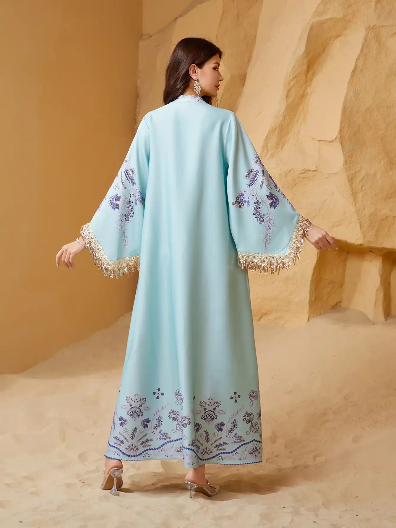NC15 Muslim Dress Dubai Tassel Robe Abaya